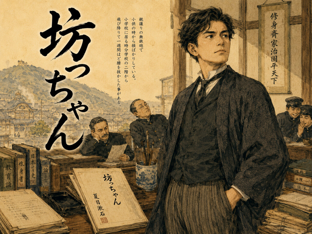 【国語・定期テスト】夏目漱石『坊っちゃん』のあらすじ読解|「都会vs田舎」の嘘とテストに出る対比の罠の画像